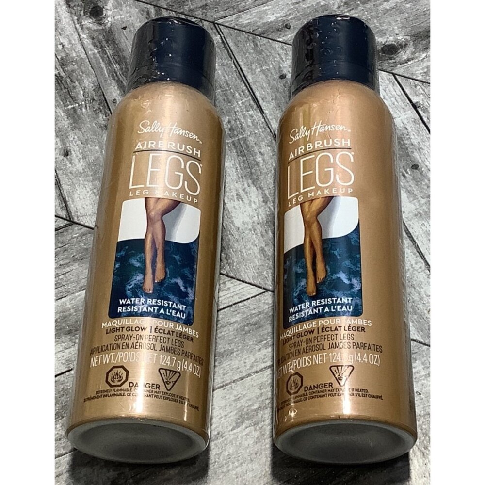 2 Sally Hansen Airbrush Legs Spray On Makeup Light Glow 4.4 oz Water Resistant